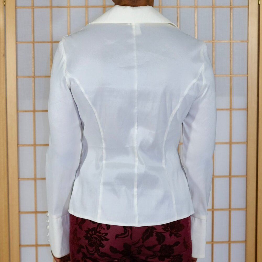 Cache Cream Ruffle Front Blouse With Cuffs And Rh… - image 3